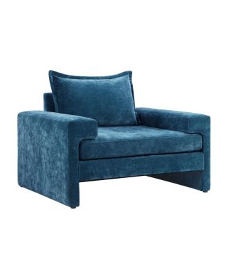 Chenille Upholstered Armchair with Wide Armrests