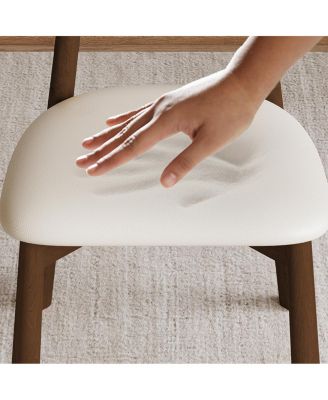 Modern Walnut Dining Chairs with Thick Cushions (Set of 2)