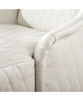 Faux Leather High-Back Accent Chair, Comfy Wingback Living Room Chair