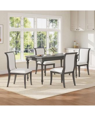 Oak Gray Upholstered Dining Chairs (Set of 2) - Traditional Elegant Fabric Side Chairs.