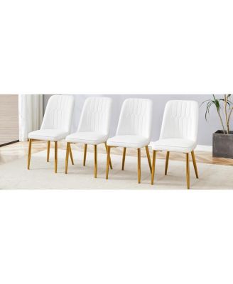 4 Modern PU Leather Dining Chairs with Gold Legs