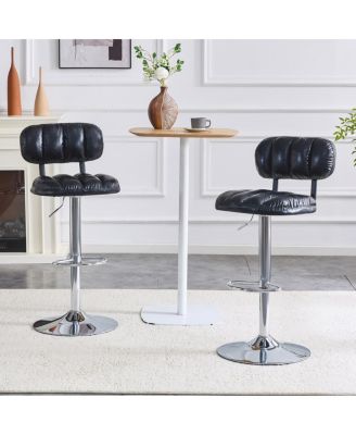 Leather Adjustable Bar Stools with Chrome Base