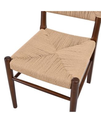 Streamdale Modern Woven Dining Chair with Solid Wood Legs, Set of 2