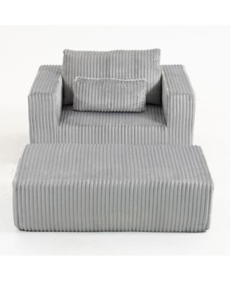 Luxury Corduroy Sofa with Ottoman - Modern & Comfortable