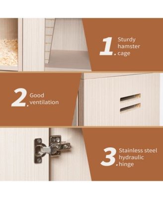 4-Tier Wooden Guinea Pig Cage – Hamster Habitat with Storage Cabinet & Acrylic Windows