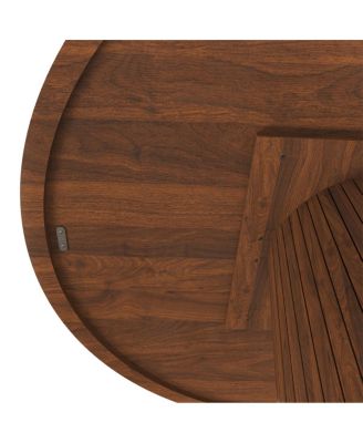 Round Farmhouse Dining Table with Wood Base.