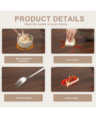 Oval Dining Table for 6, Walnut Veneer, Modern Farmhouse, Waterproof, Scratch Resistant