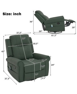 Manual Recliner 270°Swivel Rocker Recliner Chair with Massage & Heating