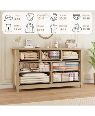 Dresser for Bedroom, Modern Wood 7 Drawer Dresser with Black Ring Pull Handles