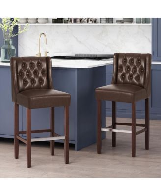 Streamdale 30.5" PU Upholstery Bar Stool w/Back & Metal Footrest