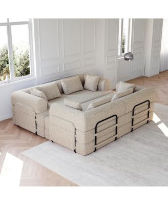 Streamdale Convertible Sleeper Sofa Bed with Pillow & Side Pocket, Chenille Folding Mattress Couch