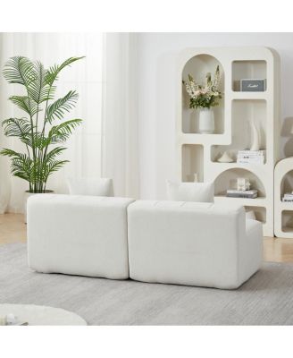 Chenille Curved Sectional Sofa with 4 Pillows, Semi-Circular Modular Design