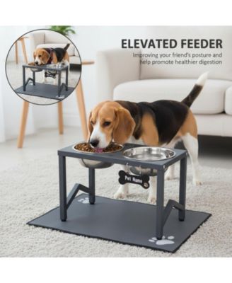 Metal Raised Dog Bowl Stand with Stainless Steel Bowls Non Slip Mat for Medium Large Breeds