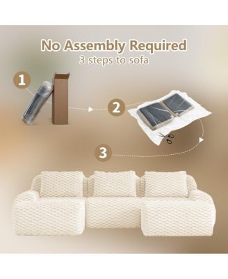 Streamdale Modern U-Shaped Modular Sectional Sofa, Flannelette, Oversized 3-Seater