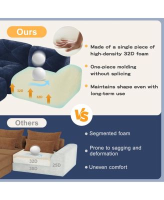 U-shaped Boneless Sofa, Tufted, 32D High Density Sponge