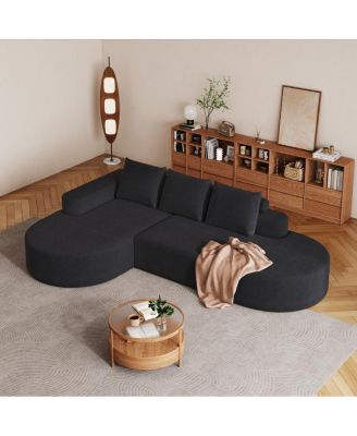 Modern Curved Chenille Sectional Sofa Couch Set, 108.5" L Shaped with 3 Pillows