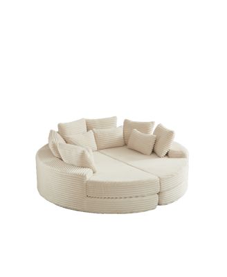 Corduroy Oversized Recliner, Converts to 2 Recliners, Sofa Bed, Neck Pillow