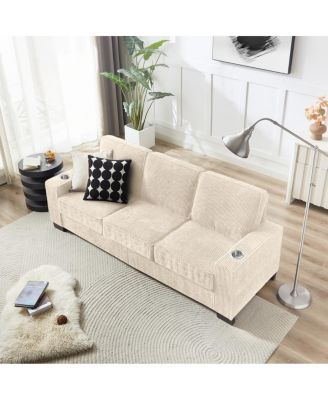  83.86" Corduroy Modern Compressed 3-Seater Sofa