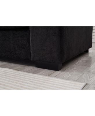 Streamdale Black 4-Seat Corduroy Sectional Sofa Couch with 2 Ottomans