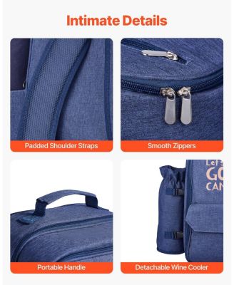 4-Person Picnic Backpack with Insulated Cooler, Blanket and Tableware Set