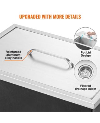 20 x 14 x 12 Inch Drop-In Stainless Steel Ice Chest, 40 Qt with Lid