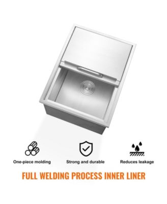 24 x 18 x 13 Inch Drop-In Stainless Steel Ice Chest, 40.9 Qt with Sliding Lid