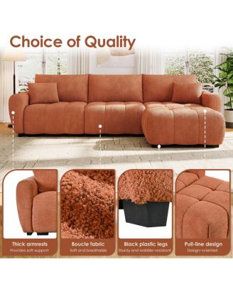 110" Modular Sectional Sofa, L Shape, Extra-large Seat, Movable Ottoman, Boucle Fabric