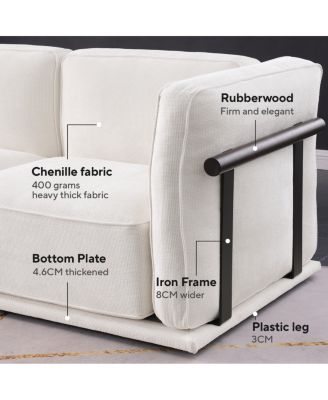 Fashionable modular chenille sofa with iron and wood frame