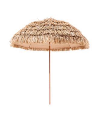8 Ft Thatched Tiki Patio Umbrella with Tilt and Metal Ribs