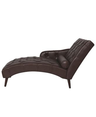 PU Chaise Lounge Armchair with Pillow and Wood Legs