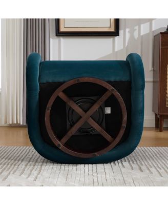 Velvet Swivel Accent Chair, 360-Degree Comfy Pumpkin-Shaped Chair