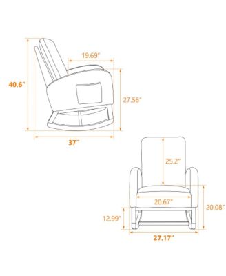 Sherpa Rocking Chair with Side Pocket & Rubber Wood Legs