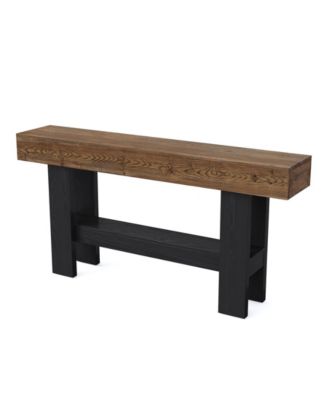 2-Tier Solid Wood Black Console Table for Entryway, Long Narrow Sofa Table Behind Couch