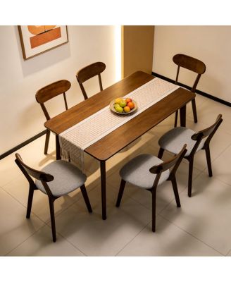 Solid Wood Dining Chairs Set of 2, Mid Century Modern Upholstered Kitchen Chair