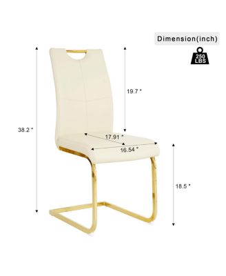 Modern PU Dining Chair with Gold Legs (Set of 4)