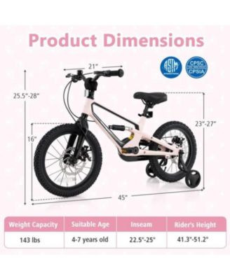 16 Inch Kids Bike Lightweight with Detachable Training Wheels-4-7 Years
