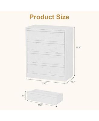 4 Drawer Dresser for Bedroom, 39in Tall Nightstand 4 Chest of Drawers with Large Storage