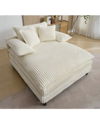 Oversized Corduroy Chaise Lounge Sofa Bed with Pillows