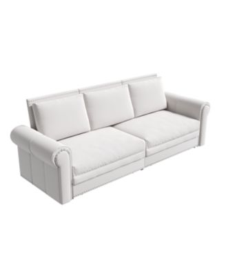 Chesterfield King Pull Out Sleeper Sofa Bed, Velvet, Nailhead Trim