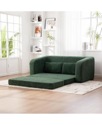 71" 2-in-1 Pull Out Loveseat Sofa Bed with Pillows