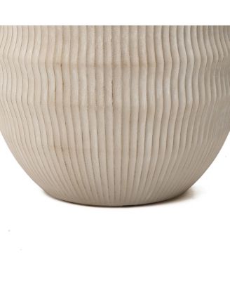 17.5" Dia Round Planter, Large Pots for Plants with Drainage Hole, Modern Wavy Textured Decorative Planter Pots for Indoor Plants