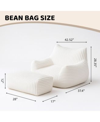 Ergonomic Corduroy Lounge Chair with Ottoman