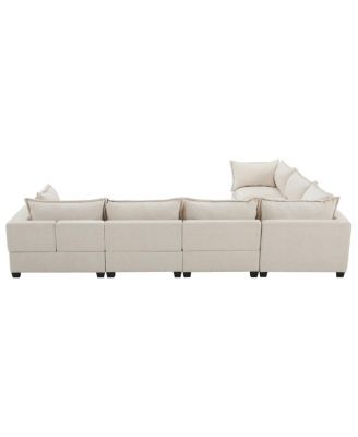 117.5" Modular Sectional Sofa with Movable Storage Ottoman, 7 Seat U Shaped Couch