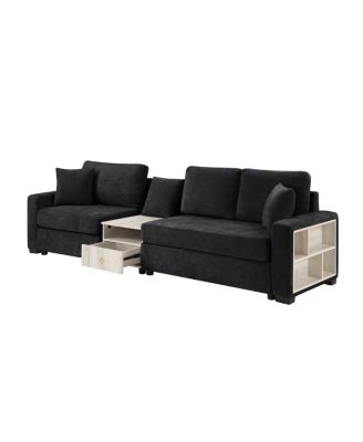 Modern 111.8" Modular Upholstered 3-Seater Sofa Couch with Storage