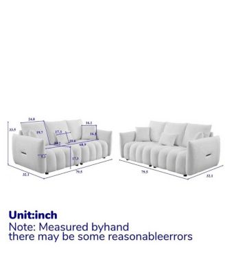 Streamdale 3 Seater + 3 Seater Combo Sofa, Modern Living Room Teddy Sofa, Wooden Frame