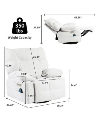 Swivel Power Recliner, Rocking Glider Chair with Massage & Heat