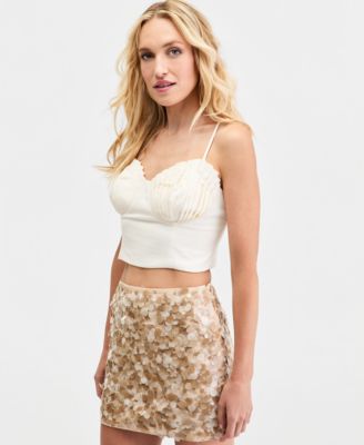 Women's Pleated Bra-Cup Cropped Tank Top, Macy's Exclusive