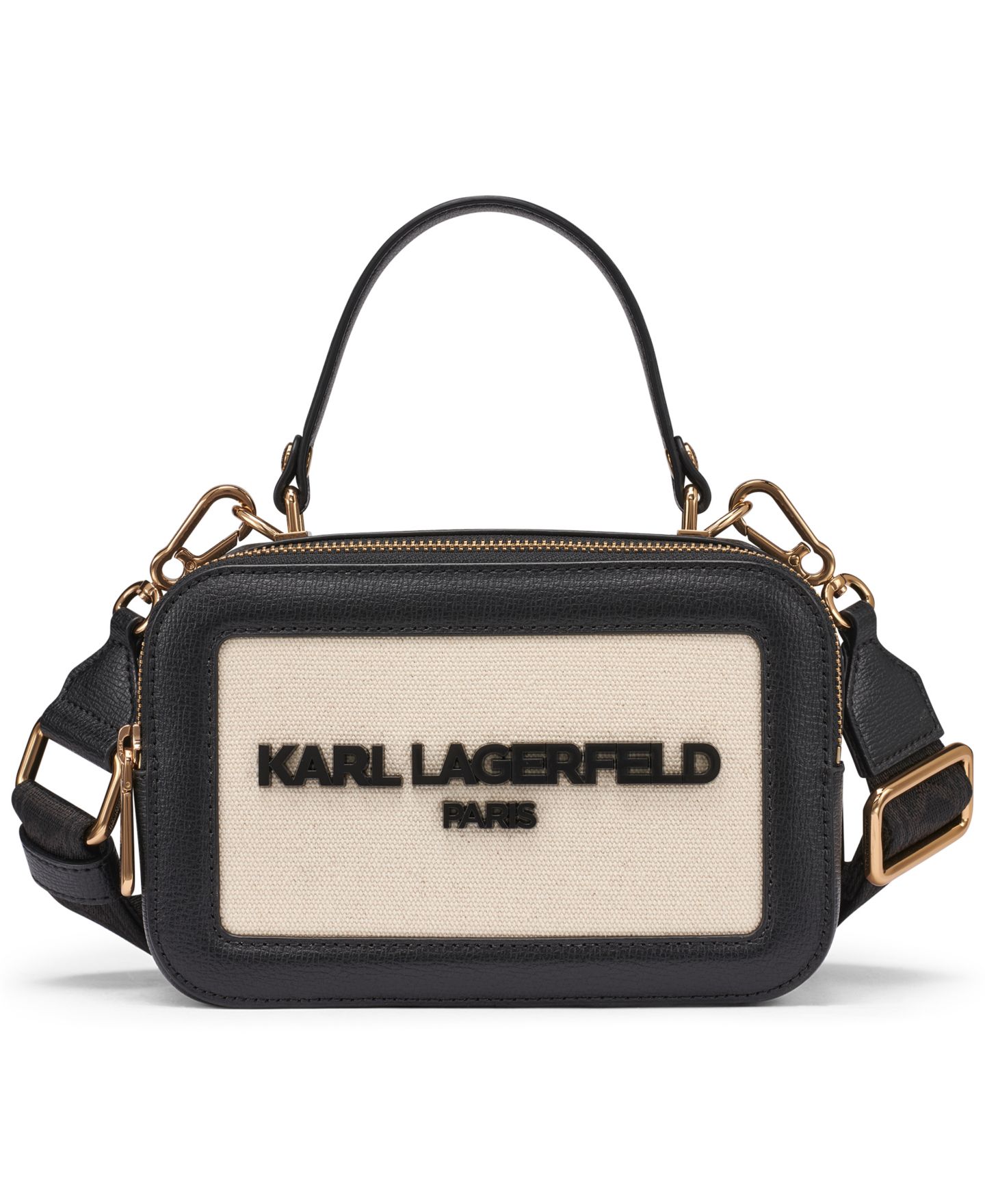 Женская сумка KARL LAGERFELD PARIS Simone Small Crossbody Handbag, цвет: Чёрный / Натуральный — фото 1