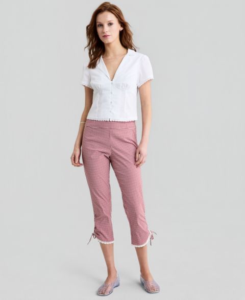 Женские брюки And Now This Gingham Capri, цвет: Красный в мелкую клетку
