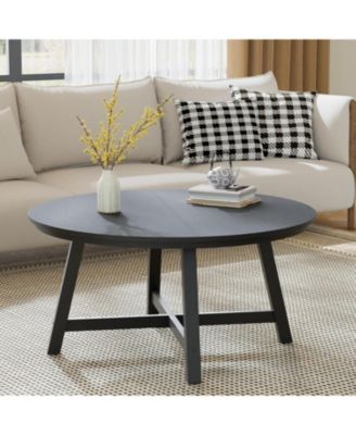 36" Large Round Coffee Table with Thickened Legs and Adjustable Feet